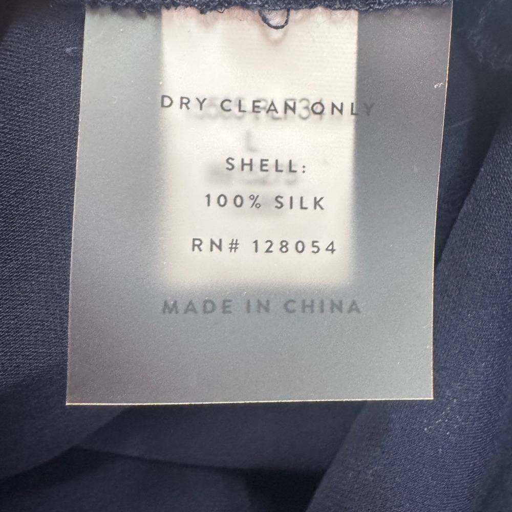AYR The Silk Trench Dress Deep Marine Navy Blue 100% Silk Midi Size L - Picture 11 of 12